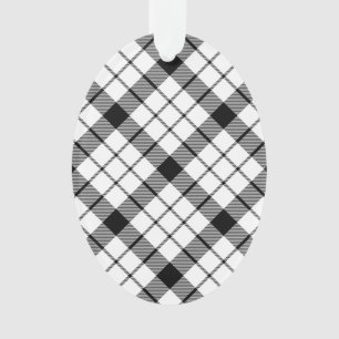 MacFarlane tartan black white plaid Ornament