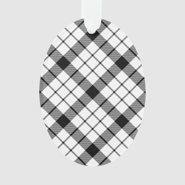 MacFarlane tartan black white plaid Ornament (Front)