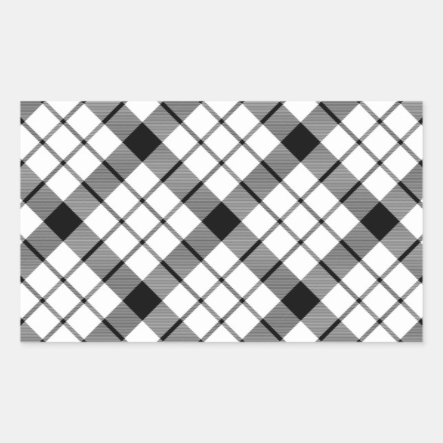 MacFarlane tartan black white plaid Rectangular Sticker (Front)