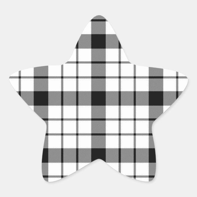 MacFarlane tartan black white plaid Star Sticker (Front)