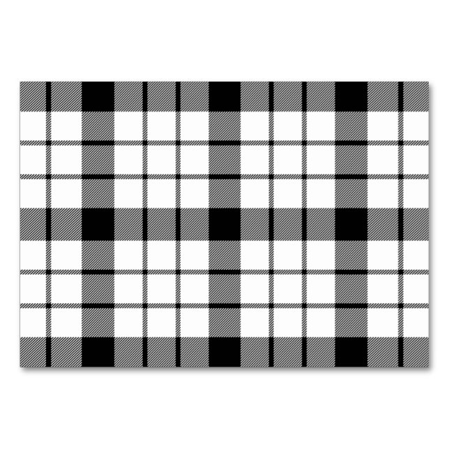 MacFarlane tartan black white plaid Table Number (Front)