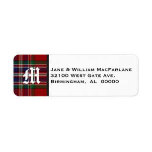 MacFarlane Tartan Plaid Monogram Address Labels