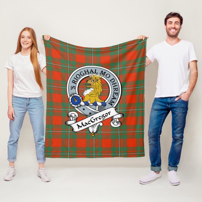 MacGregor Ancient Clan Badge Tartan Plaid Fleece Blanket (In Situ)