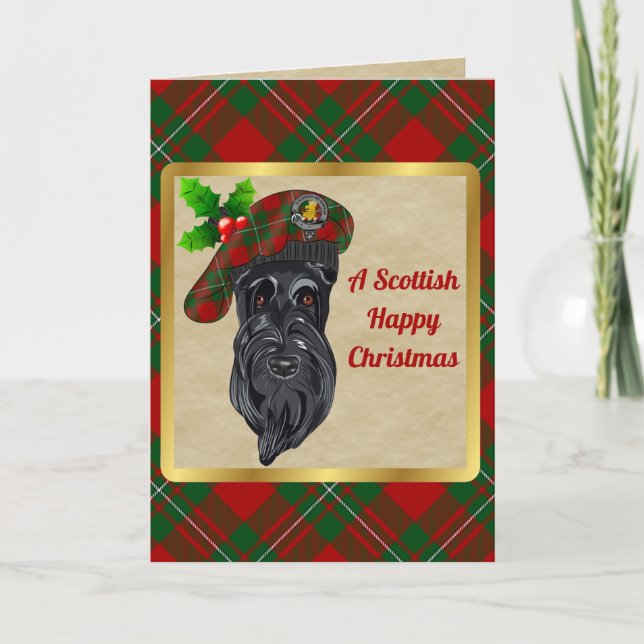 MacGregor Badge & Tartan Personalised Christmas Card (Front)