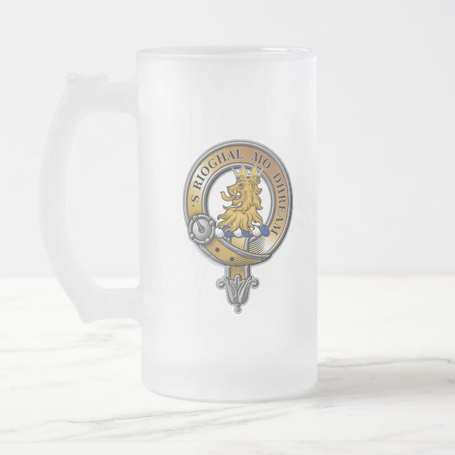 MacGregor Crest Badge Frosted Glass Beer Mug (Left)