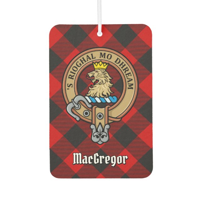 MacGregor Crest over Rob Roy Tartan Air Freshener (Front)