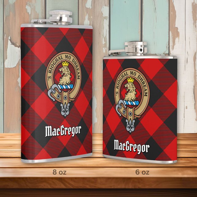 MacGregor Crest over Rob Roy Tartan Hip Flask (Creator Uploaded)