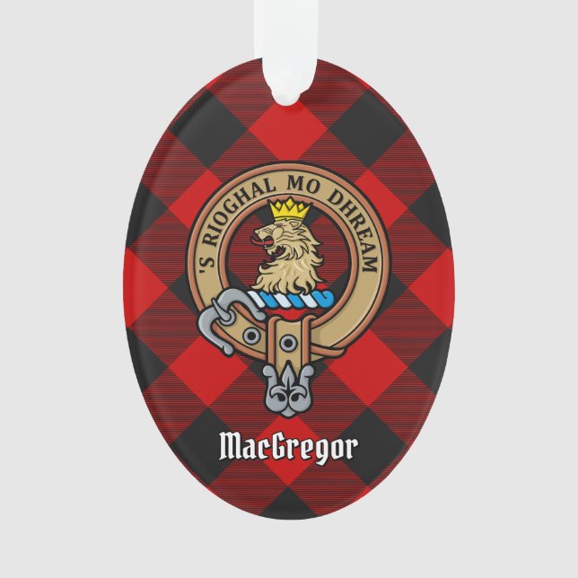 MacGregor Crest over Rob Roy Tartan Ornament (Front)
