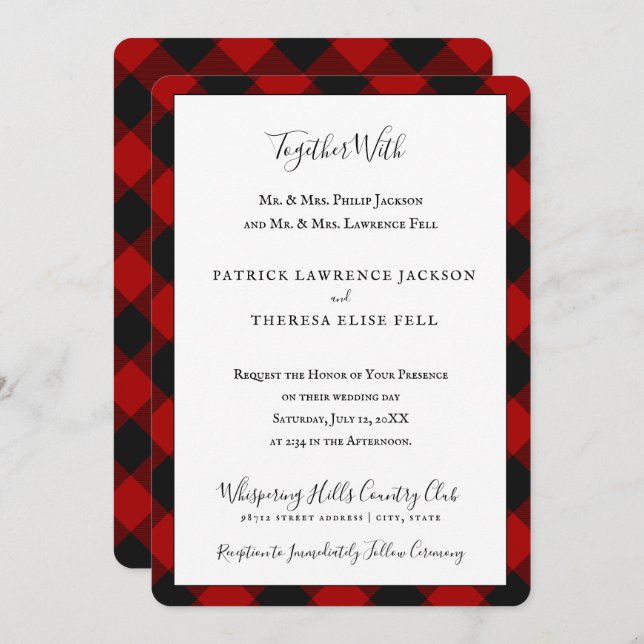 MacGregor | Rob Roy | Buffalo Plaid Red Tartan Invitation (Front/Back)