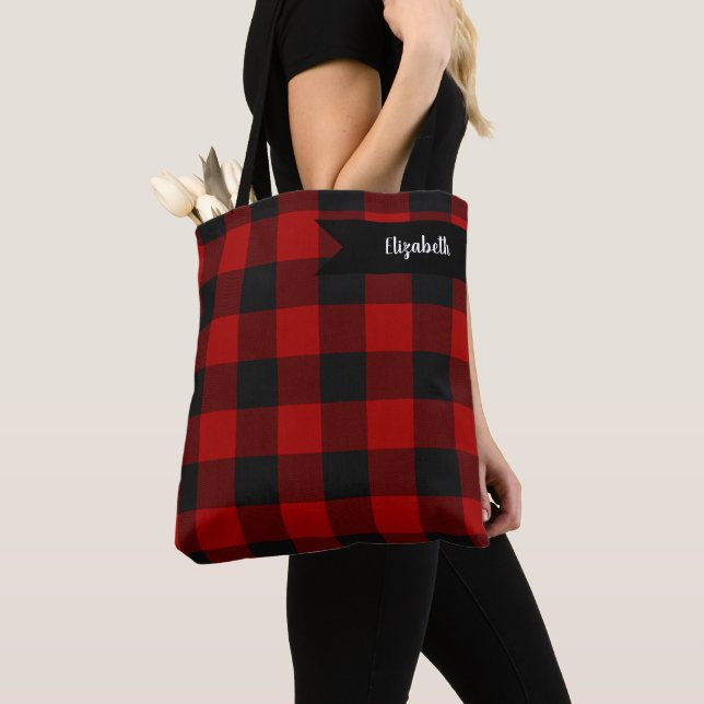MacGregor | Rob Roy | Buffalo Plaid Red Tartan Tote Bag (Close Up)