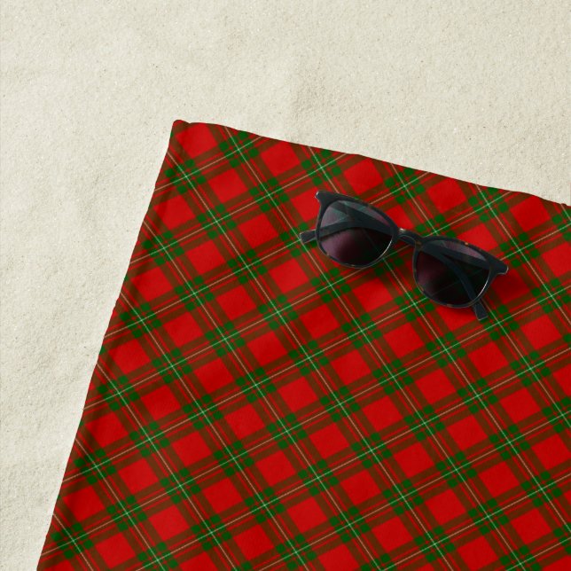MacGregor tartan red green plaid Beach Towel (In Situ)