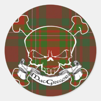 MacGregor Tartan Skull Classic Round Sticker