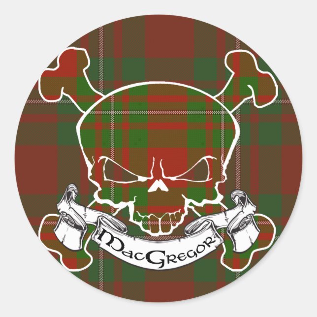 MacGregor Tartan Skull Classic Round Sticker (Front)