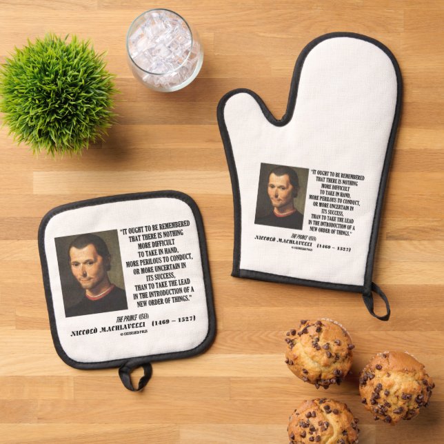 Machiavelli Lead Introduction New Order Of Things Oven Mitt & Pot Holder Set (Top Down)