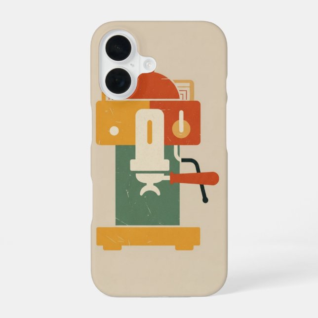 Machine à Espresso Vintage iPhone 16 Case (Back)