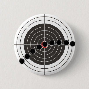 Machine gun bullet holes over shooting target 6 cm round badge
