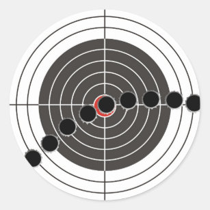 Machine gun bullet holes over shooting target classic round sticker