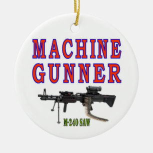 MACHINE GUNNER M-240 CERAMIC TREE DECORATION