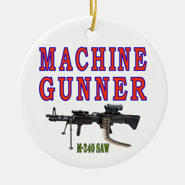 MACHINE GUNNER M-240 CERAMIC TREE DECORATION (Front)