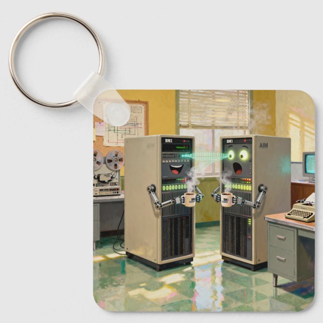 “Machine Language”  -  Humourous Technology        Key Ring (Front)