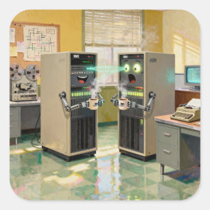 “Machine Language” - Humourous Technology Square Sticker