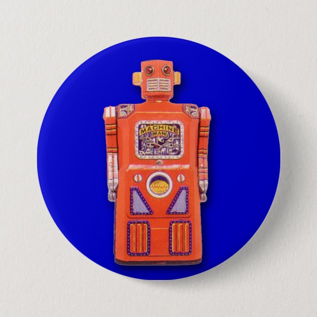 Machine Man Toy Robot Round Button (Front)