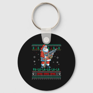 Machine Santa Claus Gun Lover Ugly Christmas Sweat Key Ring