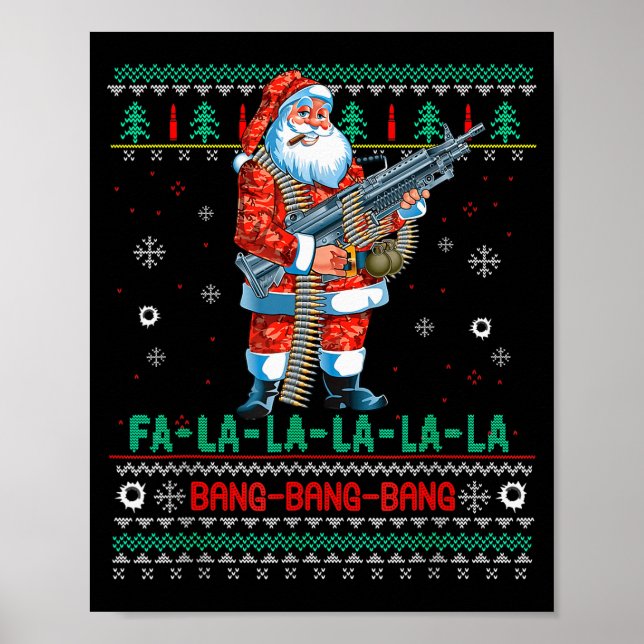 Machine Santa Claus Gun Lover Ugly Christmas Sweat Poster (Front)