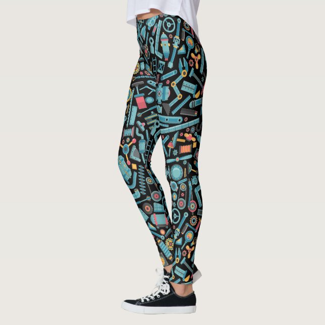 Machinery Elements Seamless Pattern Leggings (Left)
