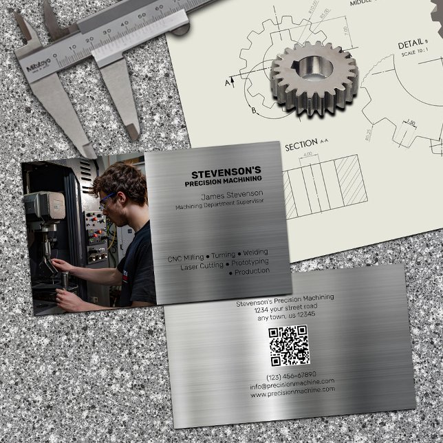 Machining and Metal Fab Aluminium Effect  Business Card (Creator Uploaded)