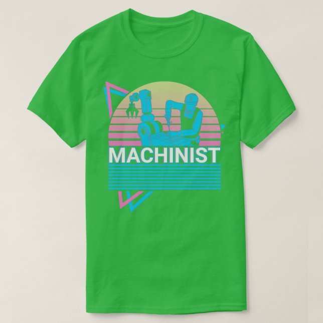 Machinist Cnc Machinist Machine Operator Retro Gif T-Shirt (Design Front)