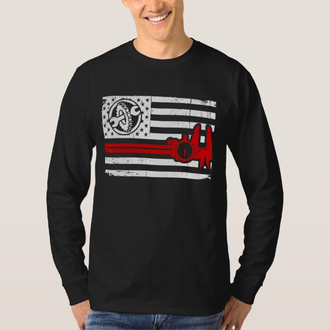 Machinist Flag Tools Cnc Machine Operator Machinin T-Shirt (Front)