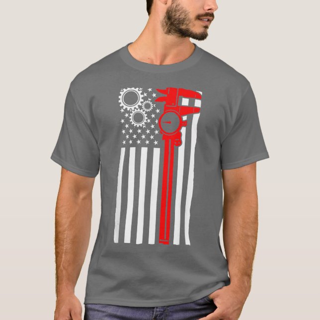 Machinist Flag Tools CNC Machine Operator T-Shirt (Front)