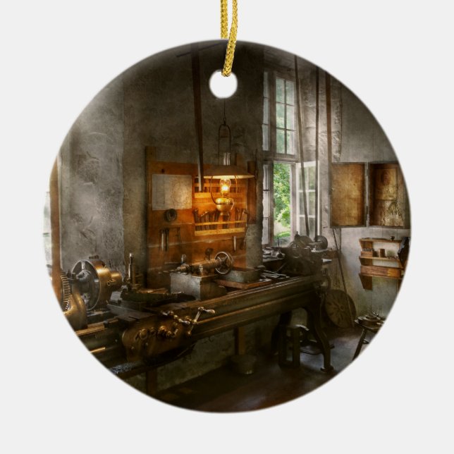 Machinist - Lathes Ceramic Tree Decoration (Front)