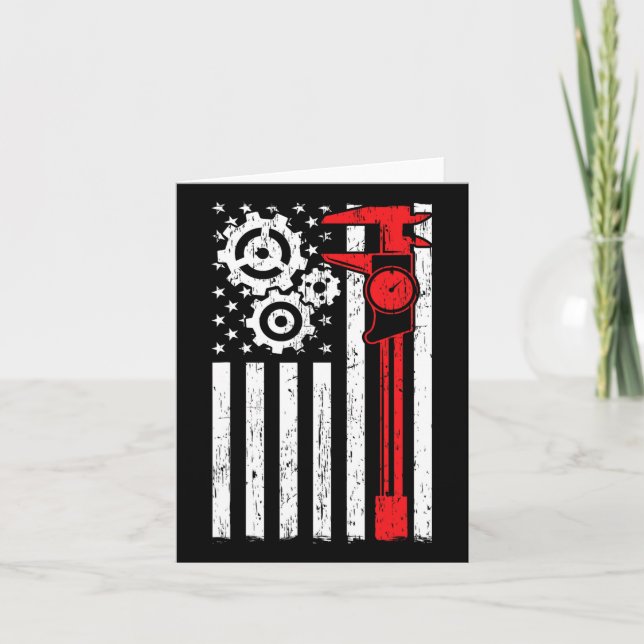 Machinist Patriotic Machine Tools Operator Indepen Card (Front)