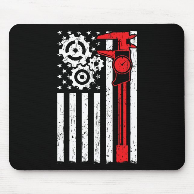 Machinist Patriotic Machine Tools Operator Indepen Mouse Pad (Front)