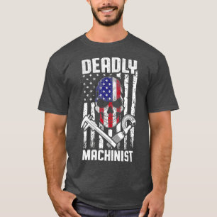 Machinist US Flag Machine Operator Machining T-Shirt