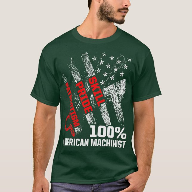 Machinist US Flag Machine Operator Machining T-Shirt (Front)