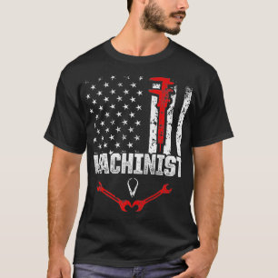 Machinist USA Flags Machine Operator Machining T-Shirt