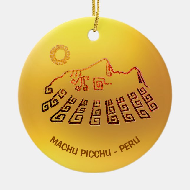 Machu Picchu Cusco Peru Ceramic Tree Decoration (Front)