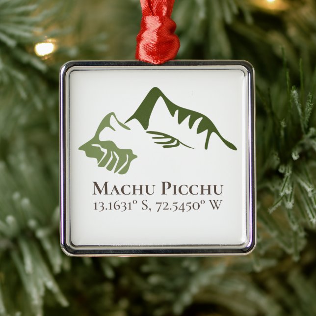Machu Picchu Latitude & Longitude  Metal Tree Decoration (Tree)