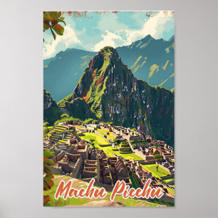 Machu Picchu Peru Artistic Travel Illustration Poster