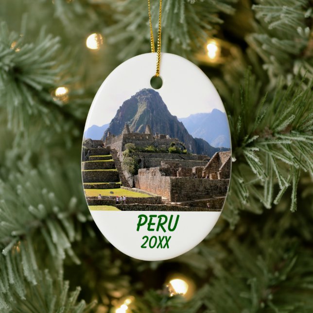 Machu Picchu Peru - Huayna Picchu Mountain Ceramic Tree Decoration (Tree)