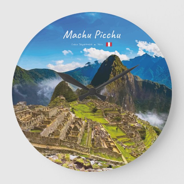 Machu Picchu, Peru - Inca Citadel Ruins Large Clock (Front)