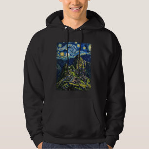 Machu Picchu Peru Inca Starry Night Painting Hoodie