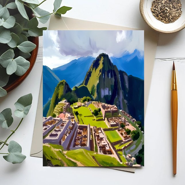 Machu Picchu Peru Painting Postcard (Creator Uploaded)
