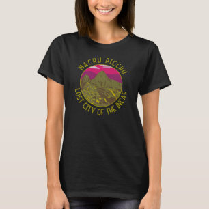 Machu Picchu Peru Retro Distressed Circle T-Shirt