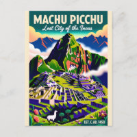 Machu Picchu Peru Retro Travel Poster Art