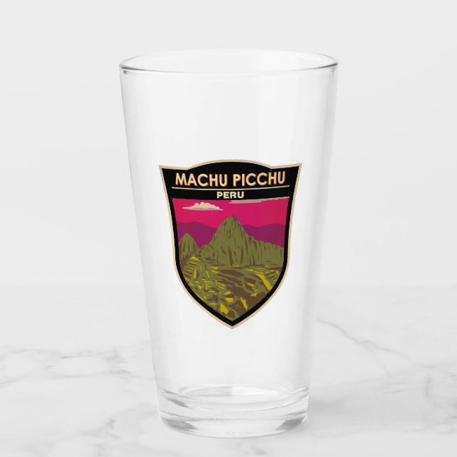 Machu Picchu Peru Travel Art Retro Glass (Front)