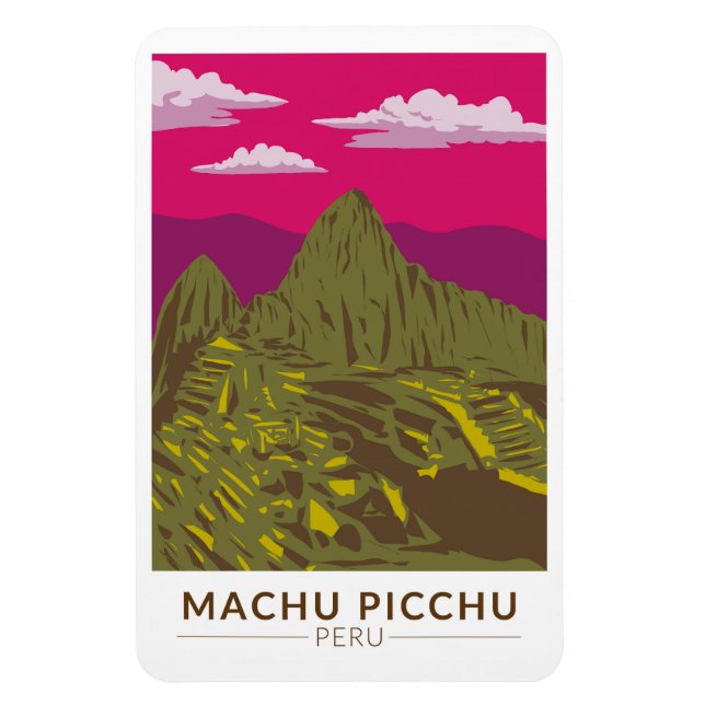Machu Picchu Peru Travel Art Retro Magnet (Vertical)
